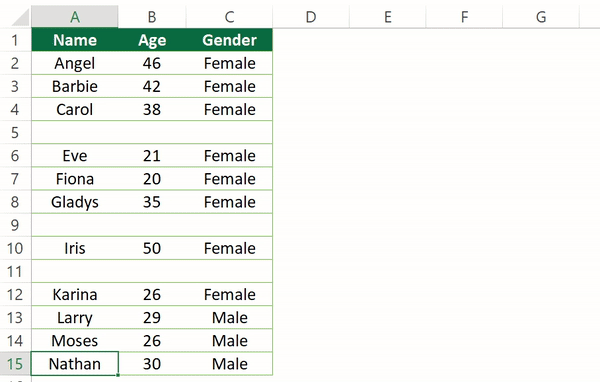 Excel Select Columns/ Rows To End Of Data - 