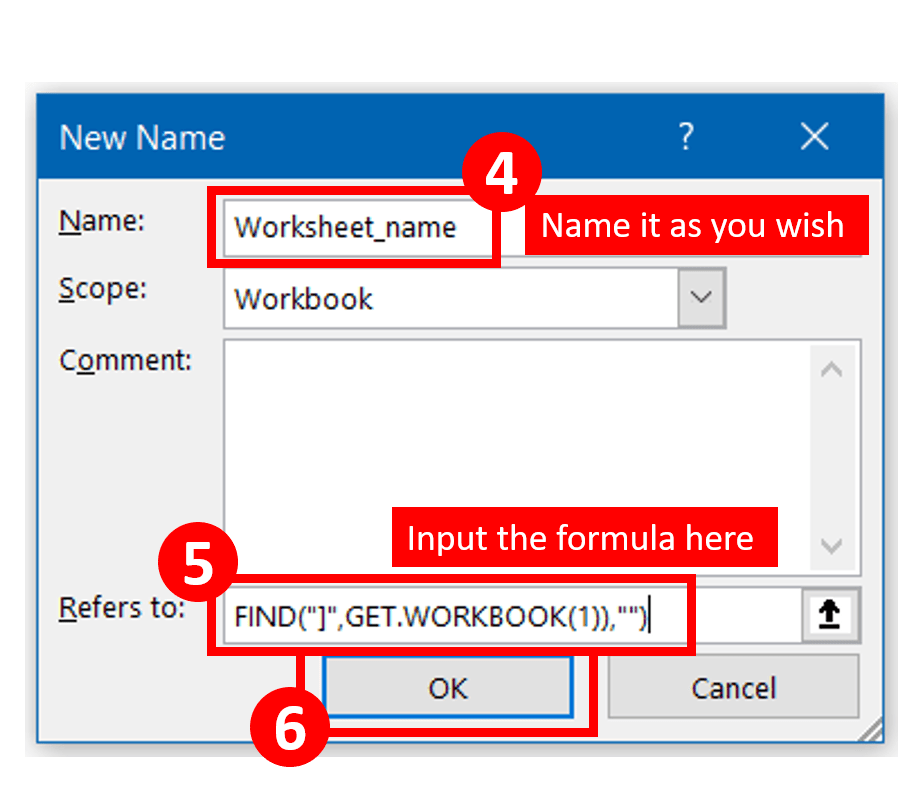 Define the name of the worksheet name list