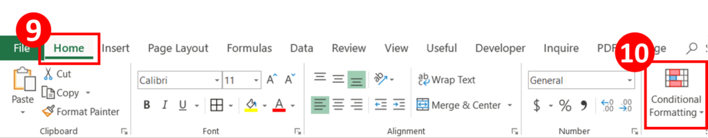 In home tab, select Conditional Formatting