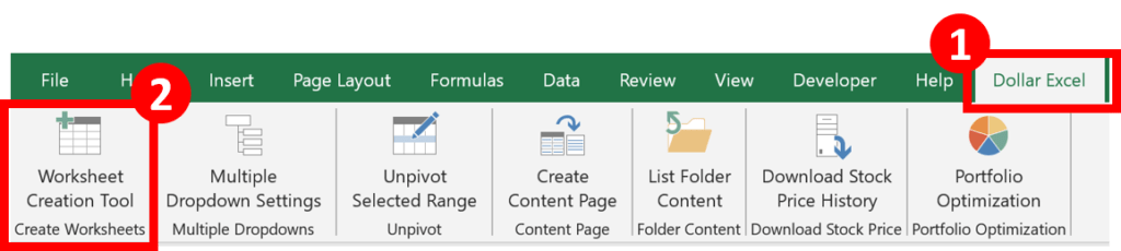 How To Change The Default Number Of Sheets In Excel - On Dollar Excel tab, select worksheet creation tool