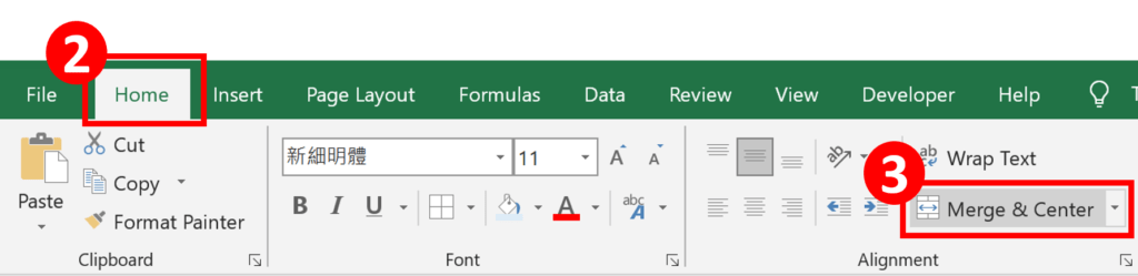 How to Merge Cells Across Multiple Rows/Columns - On "Home" tab, select "Merge & Center"