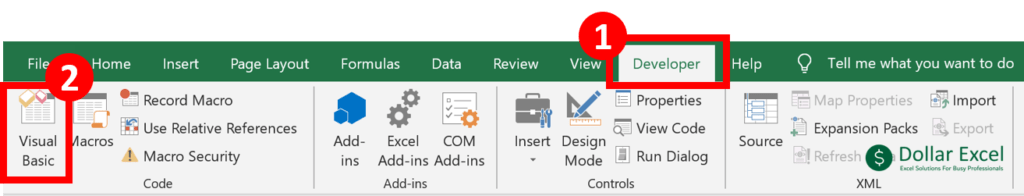 How to Hide Excel Sheet so it can't be  Found easily - On the Developer tab, select Visual Basic