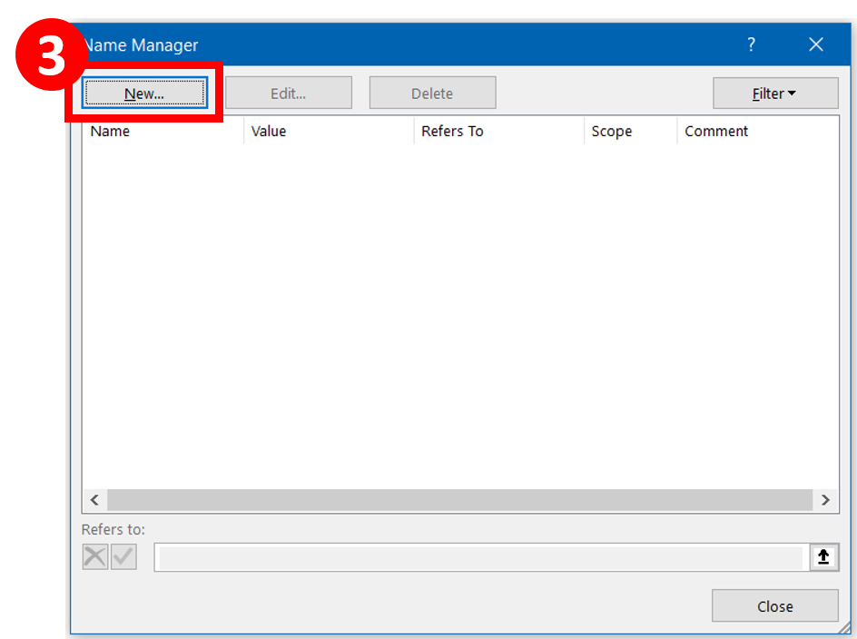 Open new name in name manager
