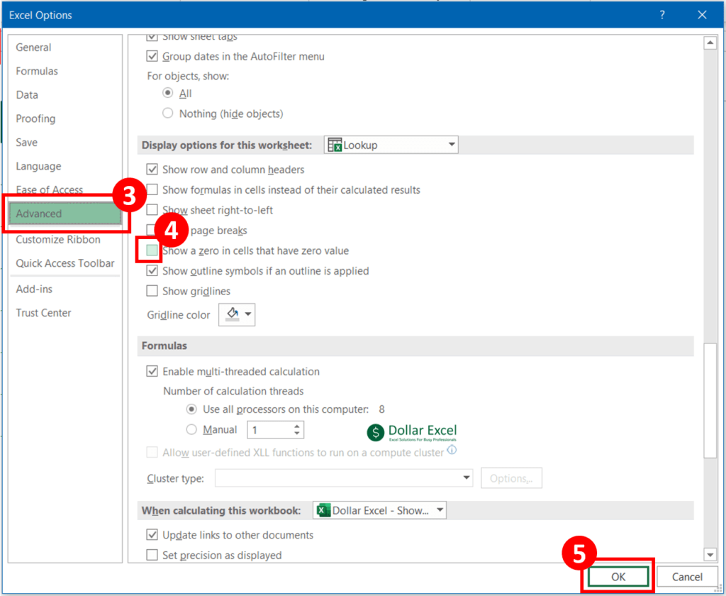 show a zero in cells that have zero value link excel for mac