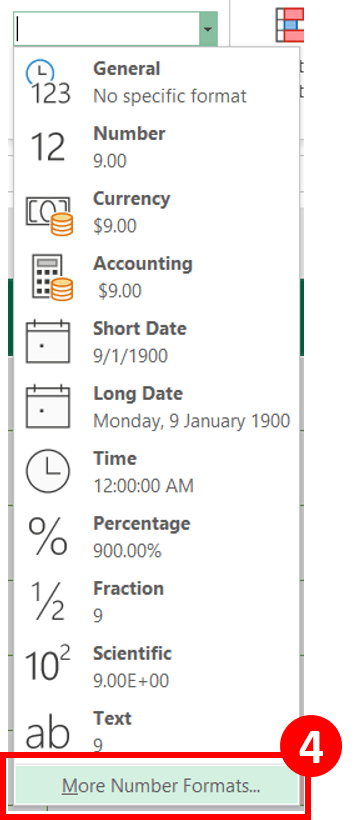 Select More Number Formats