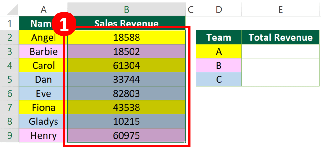 Select cells range