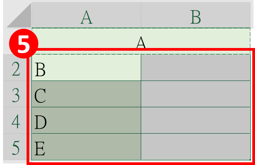 How to Merge Cells Across Multiple Rows/Columns - Select remaining cells to apply the Format Painter