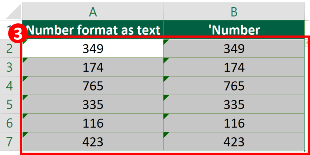 Select the cell you want to format as number