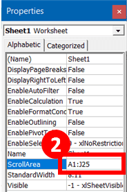 Enter a range address into the ScrollArea box