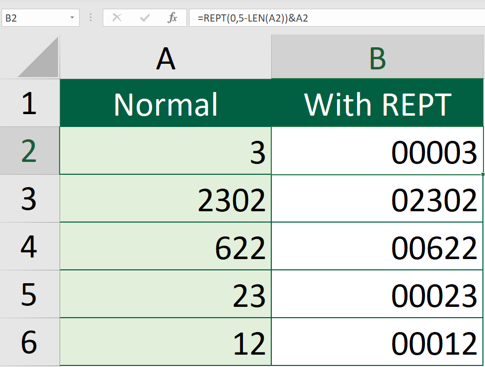 How to use REPT functions to the Most - Equalise length of number string