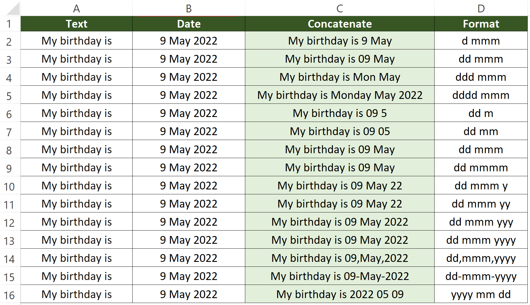 Concatenate Date And Text In Excel