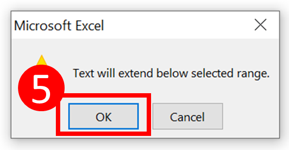 Split long text into shorter cells by Justify step 5