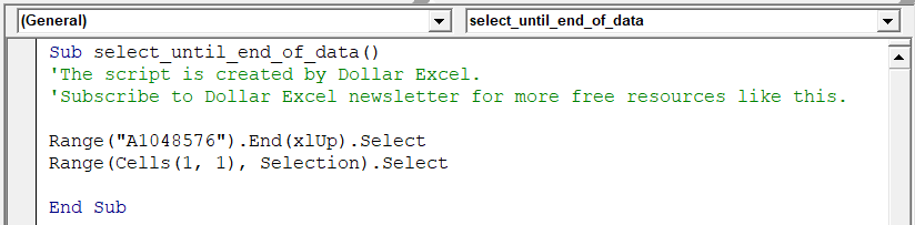 Excel Select Columns/ Rows To End Of Data