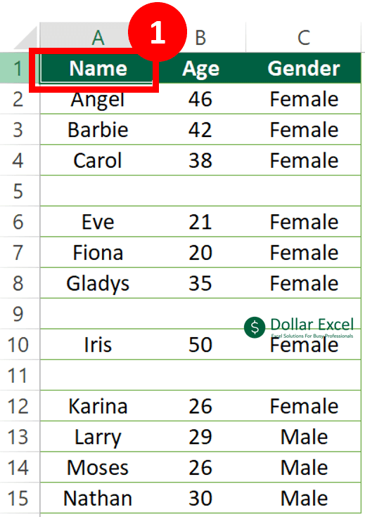 Excel Select Columns/ Rows To End Of Data - Select your starting cell
