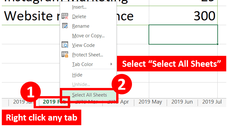 Edit The Same Cell In Multiple Excel Sheets - Select all the tabs you would like to edit